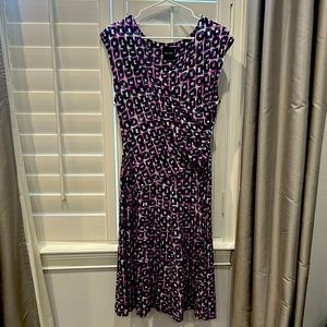 Cap sleeve, faux-wrap, lightweight dress.